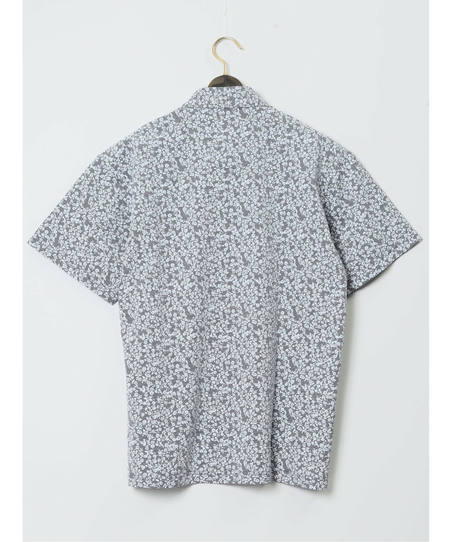 【大きいサイズ】ジム/GIM 小花柄 ワイドカラー半袖ポロシャツ